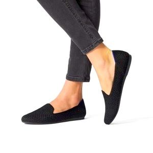 Rothy's The Loafer Sz 8 Black Honeycomb Knit Ballet Flats comfort elevated basic